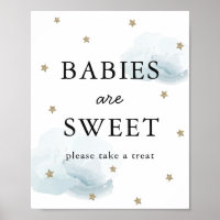 Stars & Blue Clouds Baby Shower Sweet Treat Sign