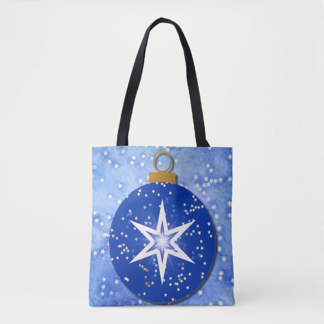 Stars Blue Ornament Art Tote (Front)