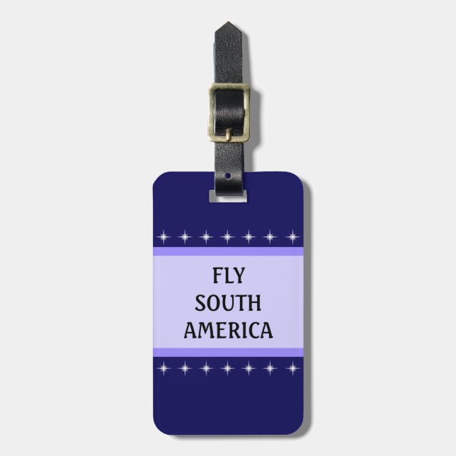 Stars, blue stripes and calligraphy luggage tag (Front Vertical)