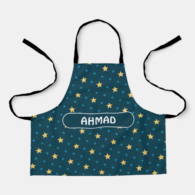 Stars Blue Yellow Minimal Pattern Apron (Front)
