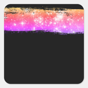 Stars Brush Stroke Blank Template, DIY, Black, Vs2 Square Sticker