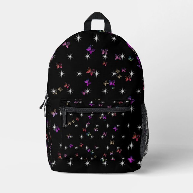 stars butterfly  printed backpack (Front)