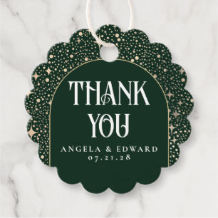 Stars Celestial Emerald Green Wedding Thank You Favour Tags