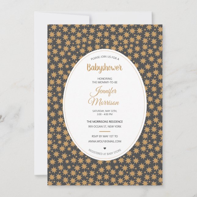 Stars Celestial Magical Boho Gold Baby Shower  Invitation (Front)