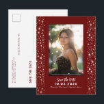 Stars Celestial QUINCEANERA Save The Date Photo Announcement Postcard<br><div class="desc">Celestial Night Sky Quinceañera Save the Date Photo Postcards in Elegant Red and Gold Colours</div>
