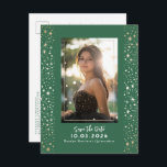 Stars Celestial QUINCEANERA Save The Date Photo Announcement Postcard<br><div class="desc">Celestial Night Sky Quinceañera Save the Date Photo Postcards in Elegant Green and Gold Colours</div>