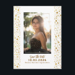 Stars Celestial QUINCEANERA Save The Date Photo Announcement Postcard<br><div class="desc">Celestial Night Sky Quinceañera Save the Date Photo Postcards in Elegant White and Gold Colours</div>