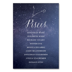Stars Celestial Wedding Seating Chart Card Pisces