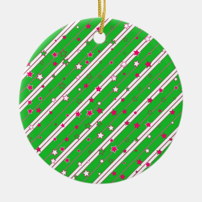 Stars Christmas design Ceramic Tree Decoration (Front)