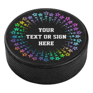Stars Circle coloured I + YOURS Hockey Puck