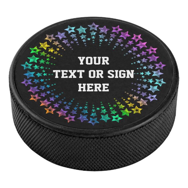 Stars Circle coloured I + YOURS Hockey Puck (3/4)