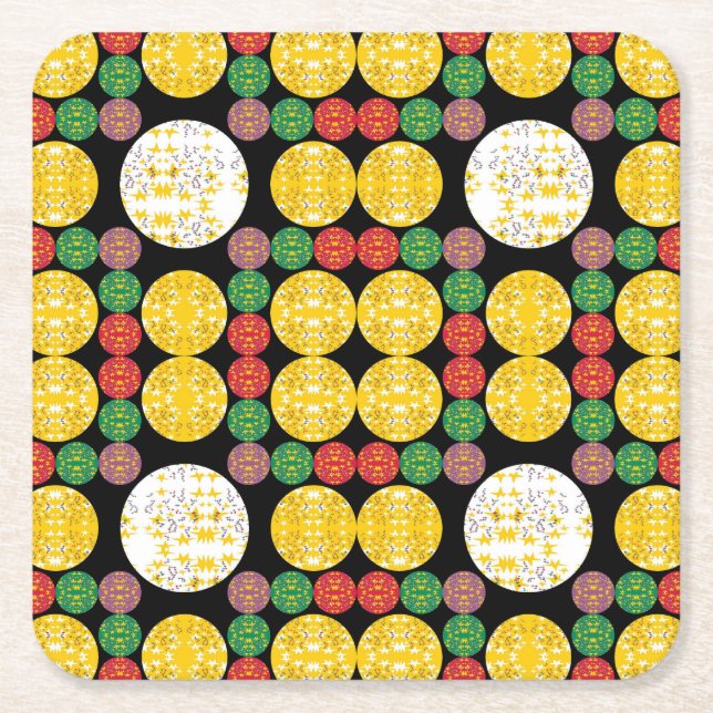 Stars Circles Square Paper Coaster (Front)