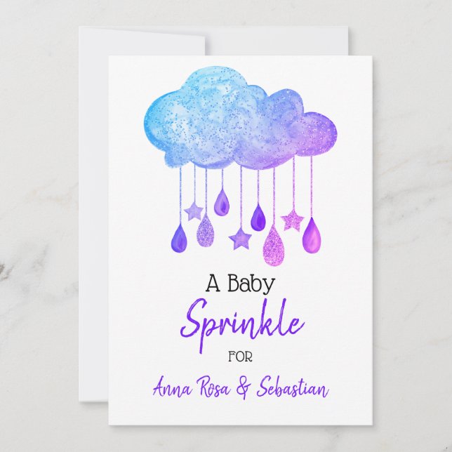 *~*  Stars Cloud Rain Drops Sprinkle Shower Invitation (Front)