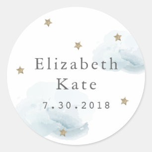 Stars & Clourds Birth Announcement Sticker