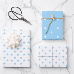 Stars, Dots and Raindrops Wrapping Paper Sheet