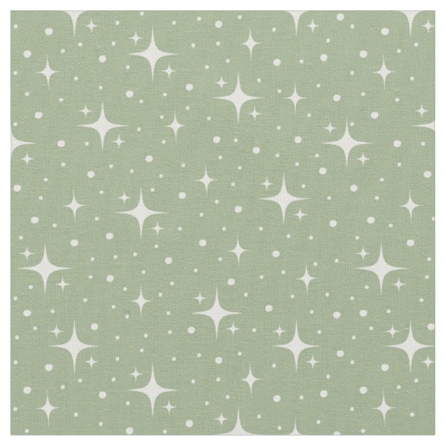 Stars & Dots on Sage Green Fabric (Close Up)
