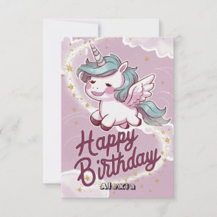 Stars Editable Unicorn Birthday Card