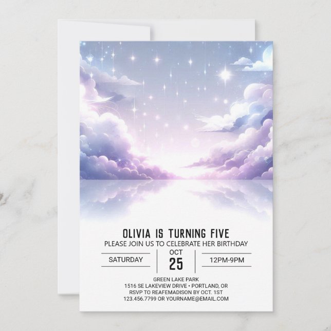 Stars Elegant Celestial Digital Birthday Invitation (Front)