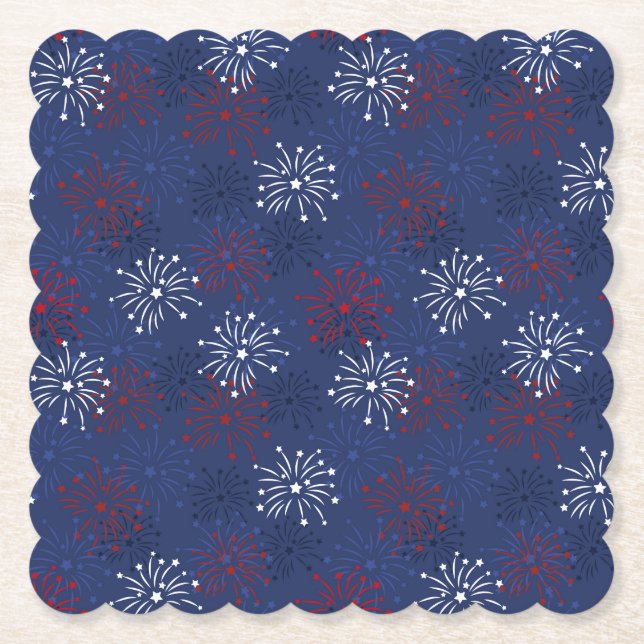 Stars & Fireworks: Independence Day Celebration  Paper Coaster (Front)
