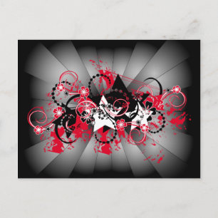 stars floral design postcard