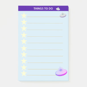 Stars & Flying Saucers Personalised Things To Do Post-it Notes
