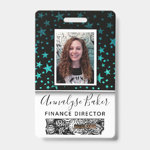 Stars Glitter Professional CNA Nurse Photo Name  ID Badge