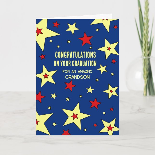 Stars Grandson Congratulations Graduation Card (Front)