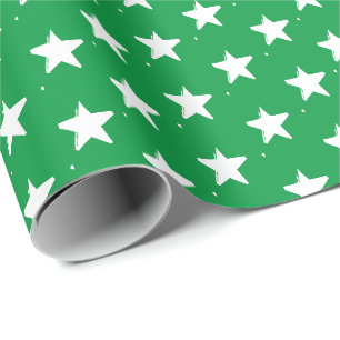Stars green white pattern patriotic Holidays gift Wrapping Paper