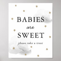 Stars & Grey Clouds Baby Shower Sweet Treat Sign