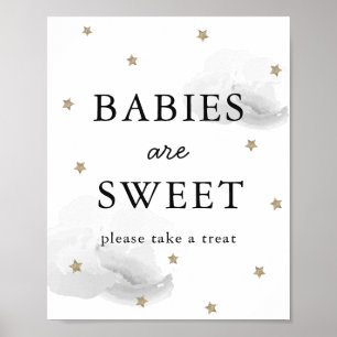 Stars & Grey Clouds Baby Shower Sweet Treat Sign