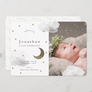 Stars & Grey Clouds Photo Baby Announcement