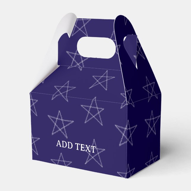 Stars Hand Drawn Custom Name Purple Favour Box (Front Side)