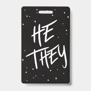 Stars He/They Pronouns ID Badge
