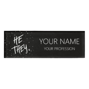 Stars He They Pronouns Name Tag