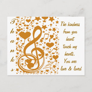 Stars,Hears and The Music Notes,Gold_ Postcard
