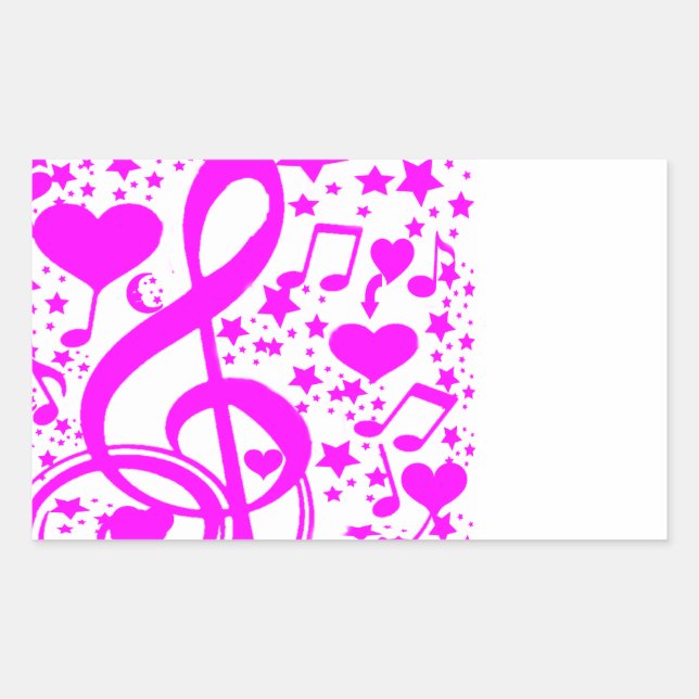 Stars,Hearts and The music notes-Pink_ Rectangular Sticker (Front)