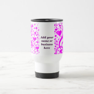 Stars,Hearts and The music notes-Pink_ Travel Mug