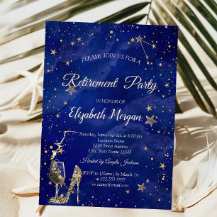 Stars, High Heel, Wine Glass Retirement Party Invitation