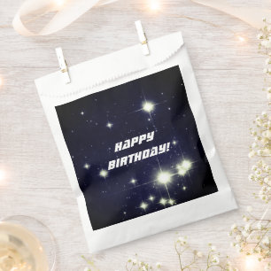 Stars in Deep Space Dark Blue Happy Birthday Favour Bags