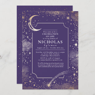 Stars In Loving Memory Funeral Remembrance Service Invitation