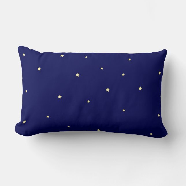 Stars In Midnight Blue Sky Fanciful Lumbar Cushion (Front)
