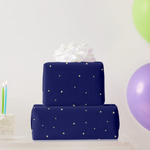Stars In Midnight Blue Sky Fanciful Wrapping Paper