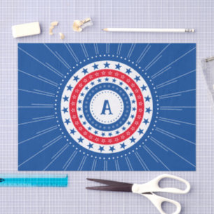 Stars in Red, White, and Blue with Monogram Tissue Paper