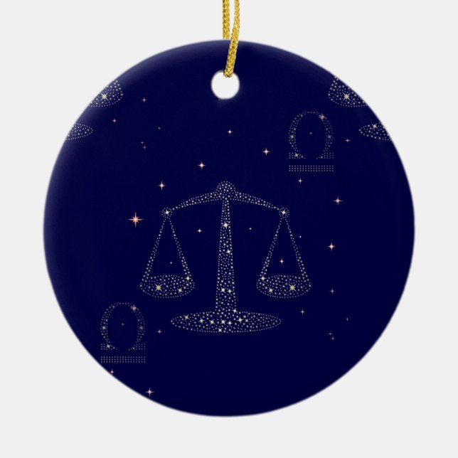 stars libra ceramic tree decoration (Front)