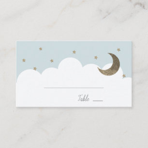 Stars & Moon Baby Blue Boy Place Card