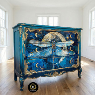 Stars Moon Blue Dragonfly Vintage  Decoupage  Tissue Paper