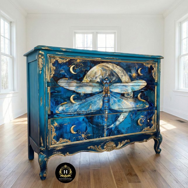 Stars Moon Blue Dragonfly Vintage  Decoupage  Tissue Paper (Creator Uploaded)