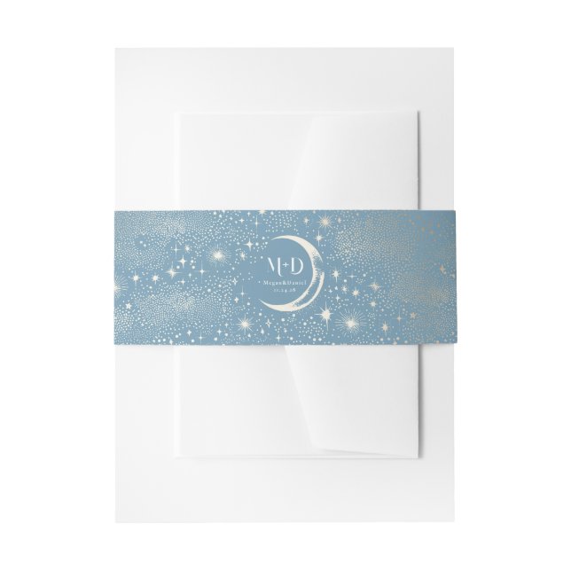 Stars Moon Celestial Mystical Wedding Invitation Belly Band (Front Example)