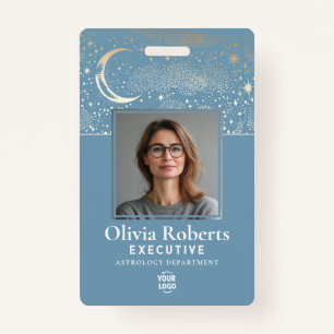 Stars Moon Celestial Night ID Company Security ID Badge