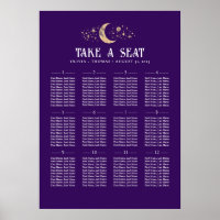 Stars Moon Celestial Purple Wedding Seating Chart